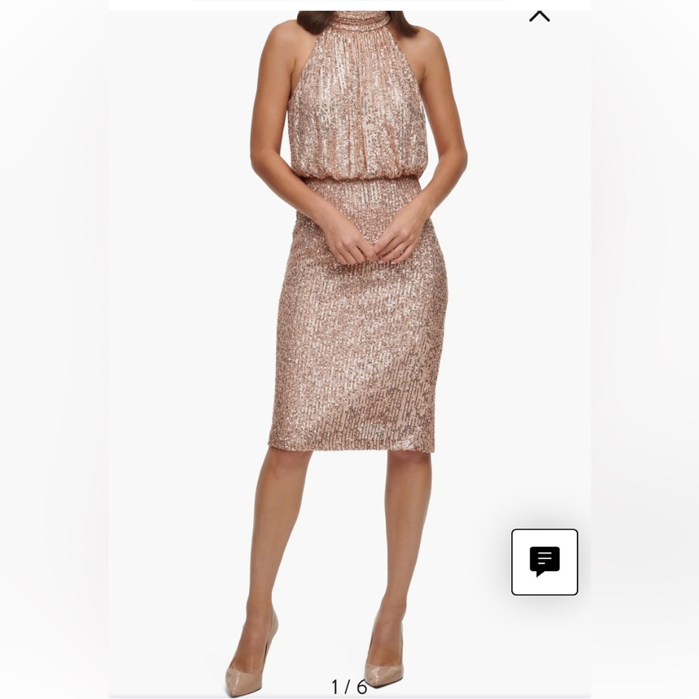 Eliza J Sequin Mock Neck Cocktail Dress